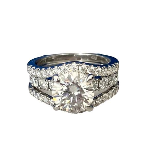 Moissanite Diamond Enhancer Ring Guard Wedding Band Anniversary 925 18k Size 9.5 - Picture 11 of 11